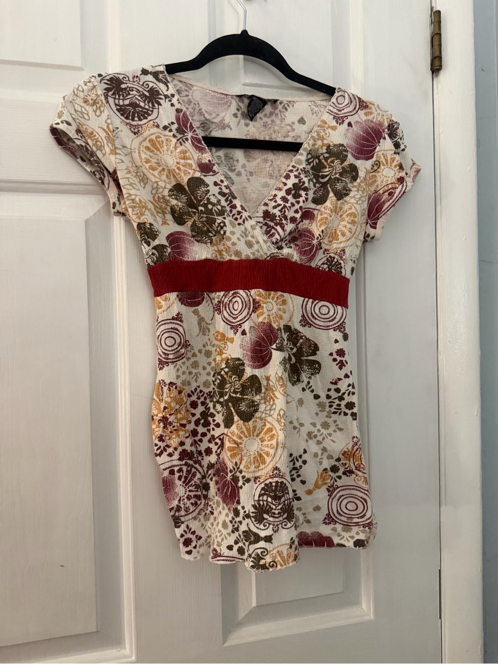 Vintage Y2K Self Esteem Floral Empire Waist Tunic Top Large